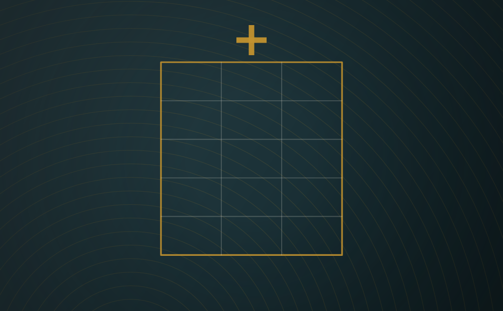 Line schematic of a hospital facade with a medical cross